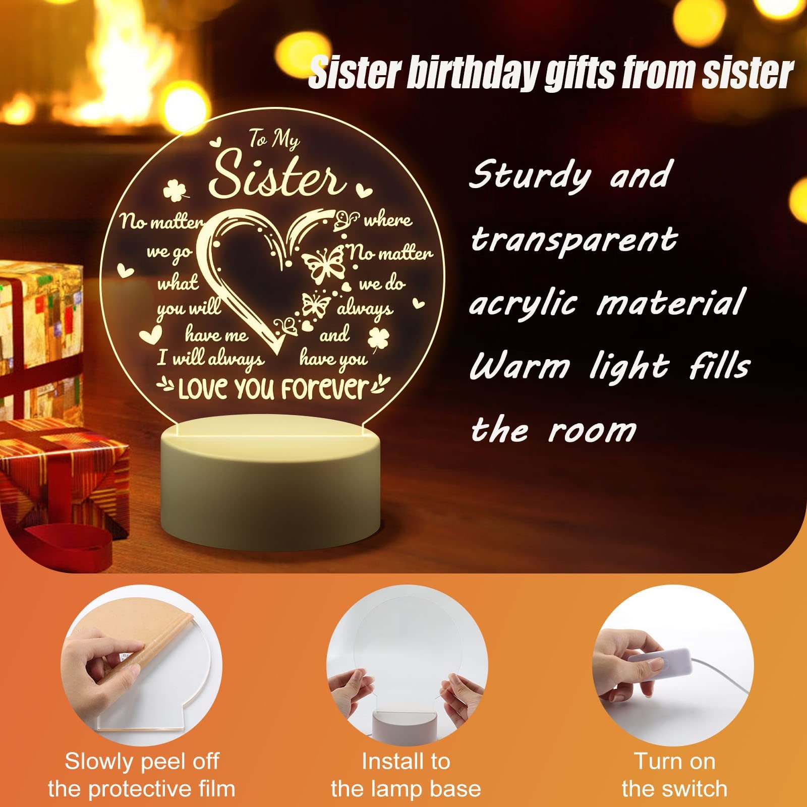To My Sister - Love You Forever Night Light LED Lamp Bedroom Decoration For Sister-Jessemade AU