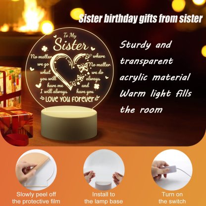 To My Sister - Love You Forever Night Light LED Lamp Bedroom Decoration For Sister-Jessemade AU