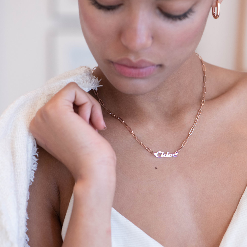 Personalised Chain Link Necklace Custom 1 Name Necklace Gift For Women-Jessemade AU