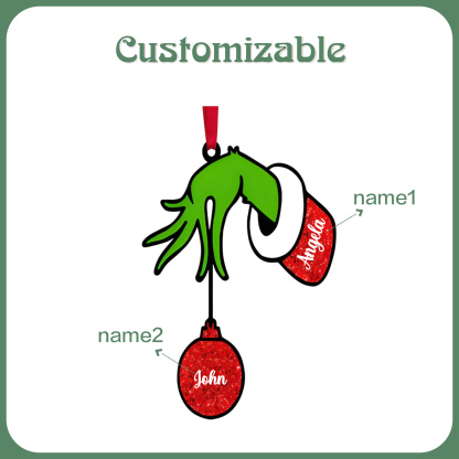 2 Names - Personalised Wooden Christmas Ornaments Customised Name Grinch Christmas Ornament Gifts for Family Friends-Jessemade AU