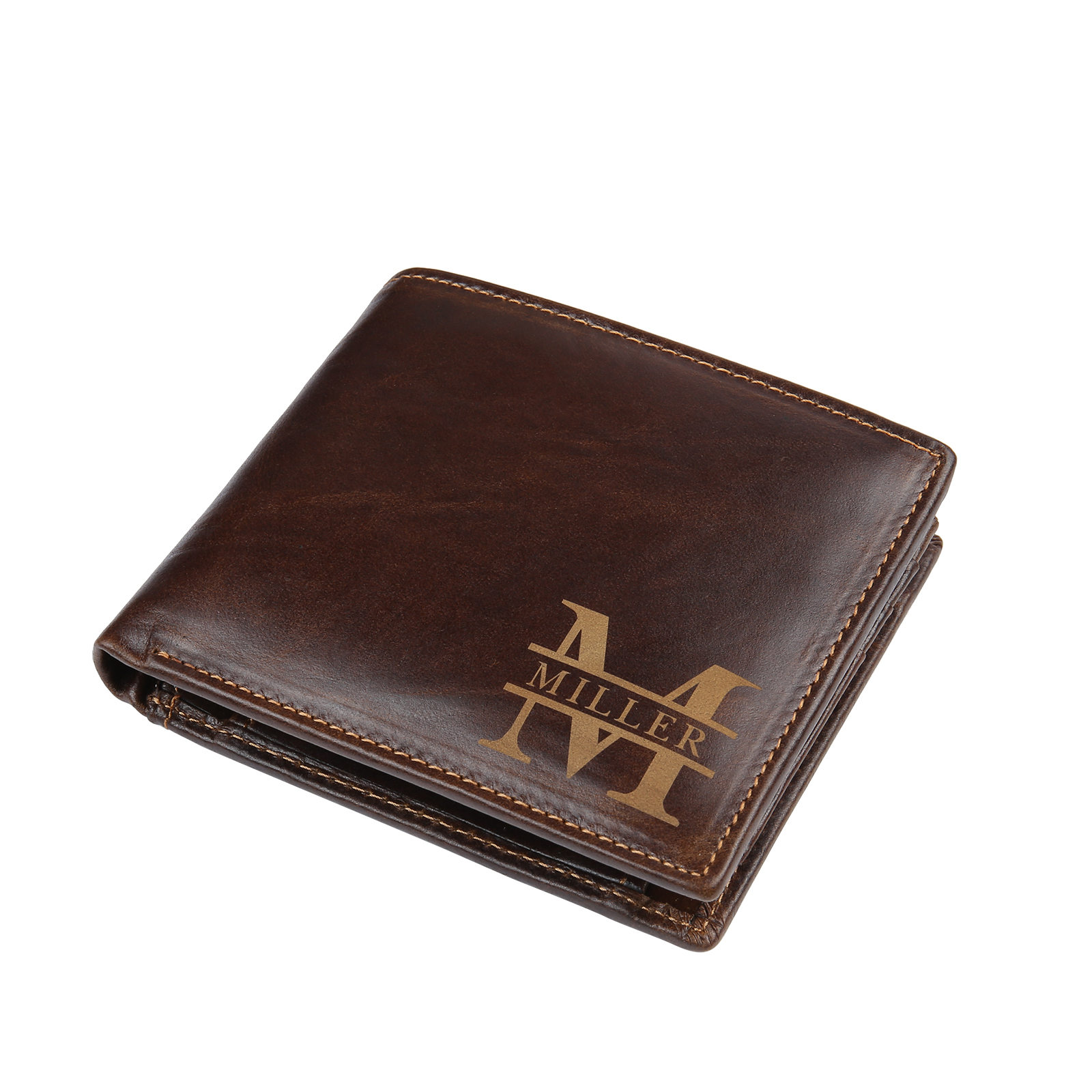 Men Wallet Personalised Monogram Genuine Leather Wallet Father's Day Gift-Jessemade AU