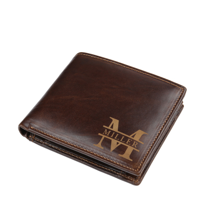 Men Wallet Personalised Monogram Genuine Leather Wallet Father's Day Gift-Jessemade AU