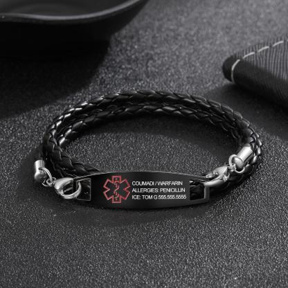 Customised Men's Bracelets Medical Adjustable Alert Bracelets Gift for Dad-Jessemade AU