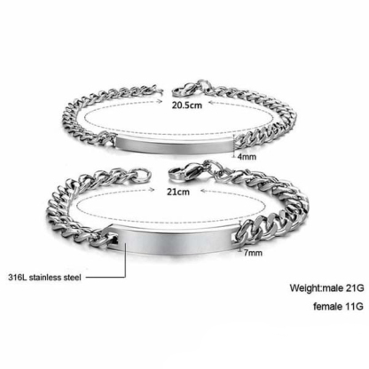 Personalised Cuban Chain Couple Bracelets Custom Names Matching Bracelet Love Gifts-Jessemade AU