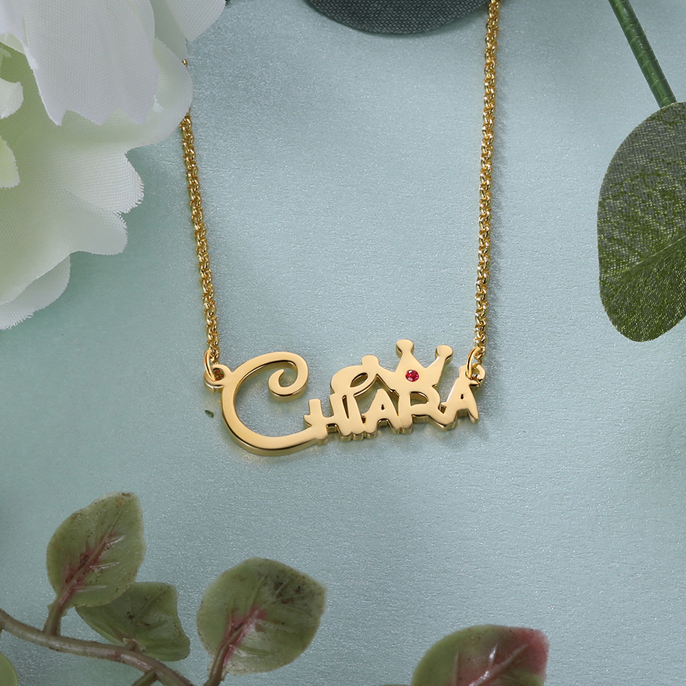 Personalised Crown Name Necklace Classic Jewelry Gift For Her-Jessemade AU