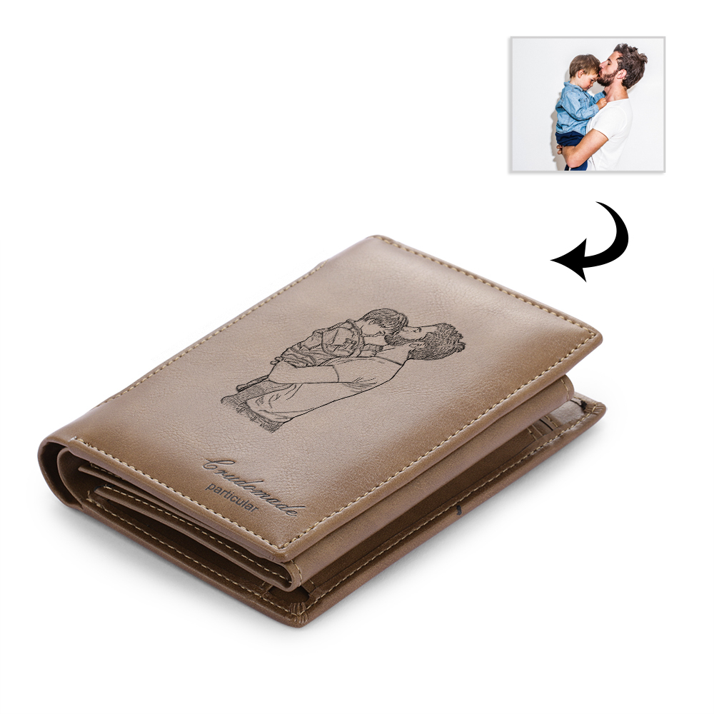 Men's Photo Custom Wallet Brown Personalised Gifts-Jessemade AU