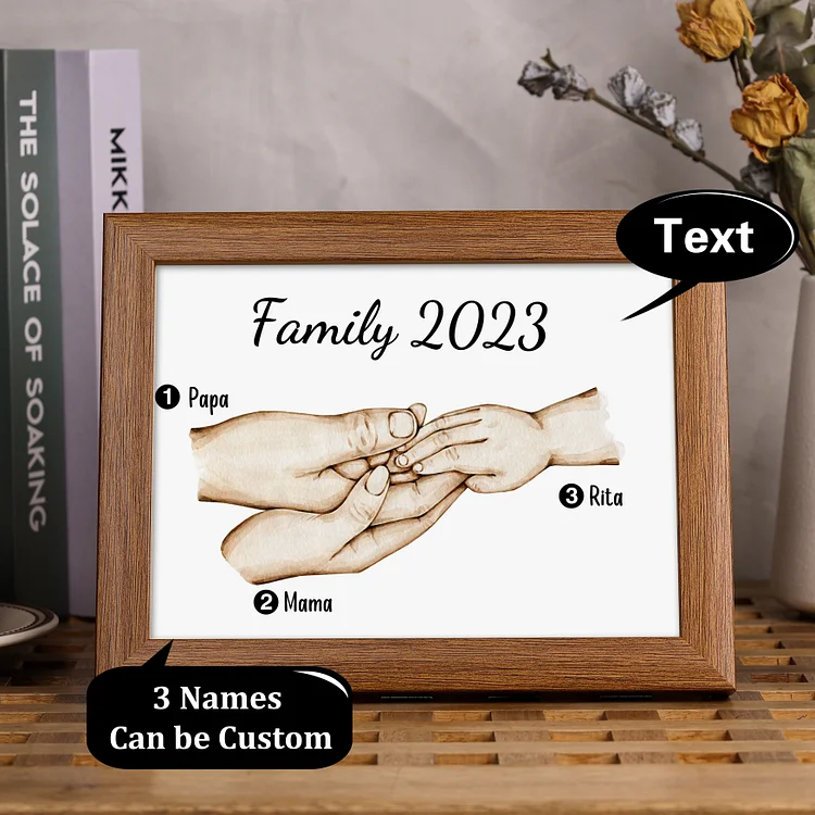 Personalised Family Holding Hands Picture Frames With Light Custom 3 Names Home Decor Gifts-Jessemade AU