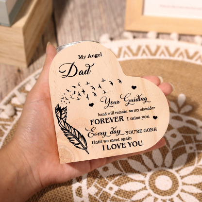 My Angel Dad Wooden Heart Candle Holder Memorial Candlesticks "Until we meet again"-Jessemade AU