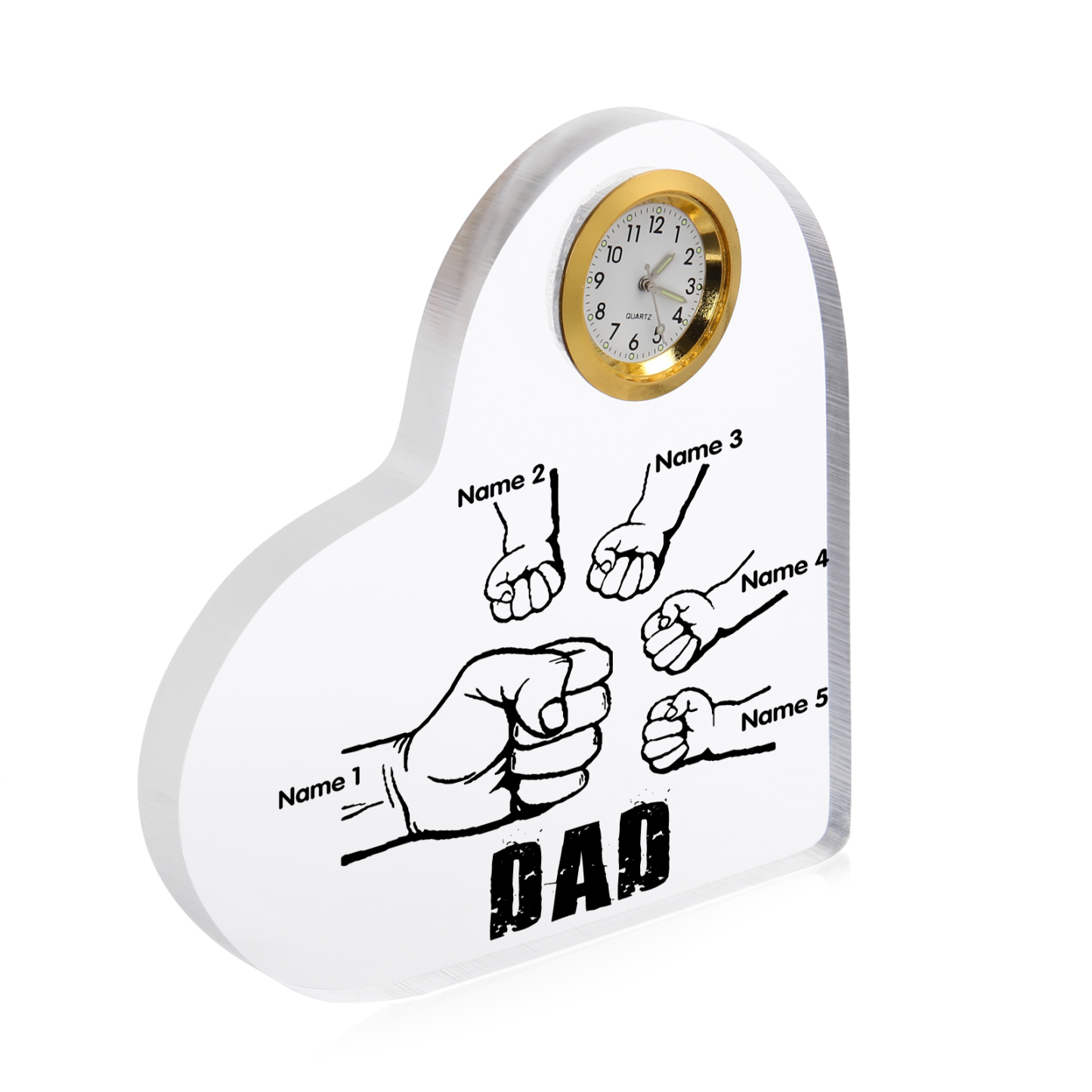 Father's Day Gifts Acrylic Heart Keepsake Personalised Fist Bump Heart Sign with 5 Names-Jessemade AU