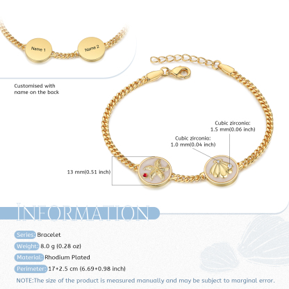 Personalised Women's Bracelet Customised 2-5 Names & Birthstones Bracelet Ocean Element Gift for Her-Jessemade AU