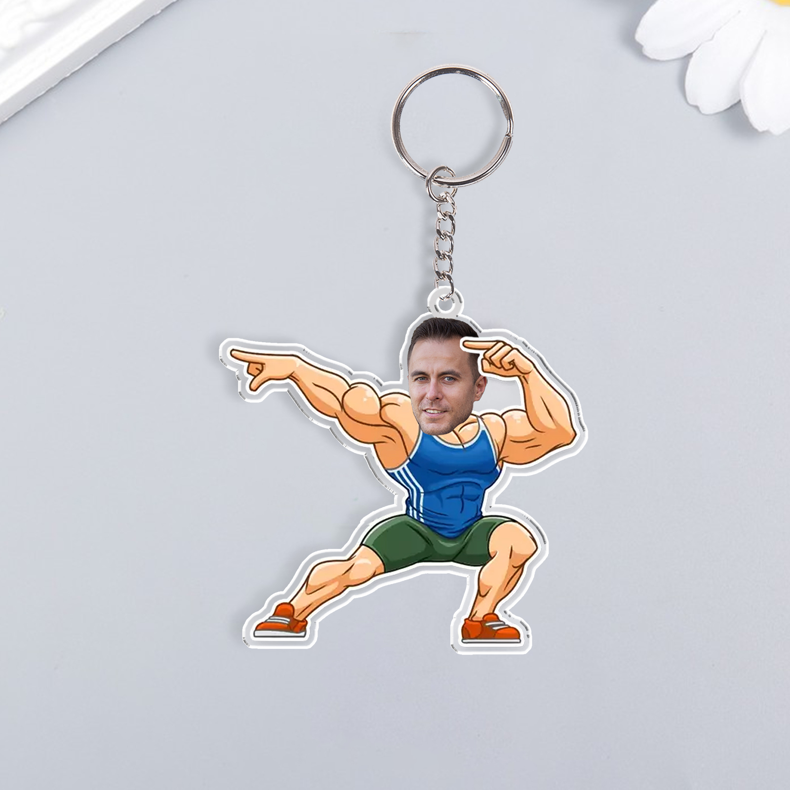 Custom Photo Acrylic Keychain Sport Man Funny Hanging Ornament Creative Personalised Gift for Him-Jessemade AU
