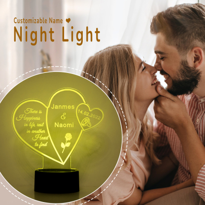 Custom Couple Heart Night Light With Name LED Lamp Gifts For Couple-Jessemade AU