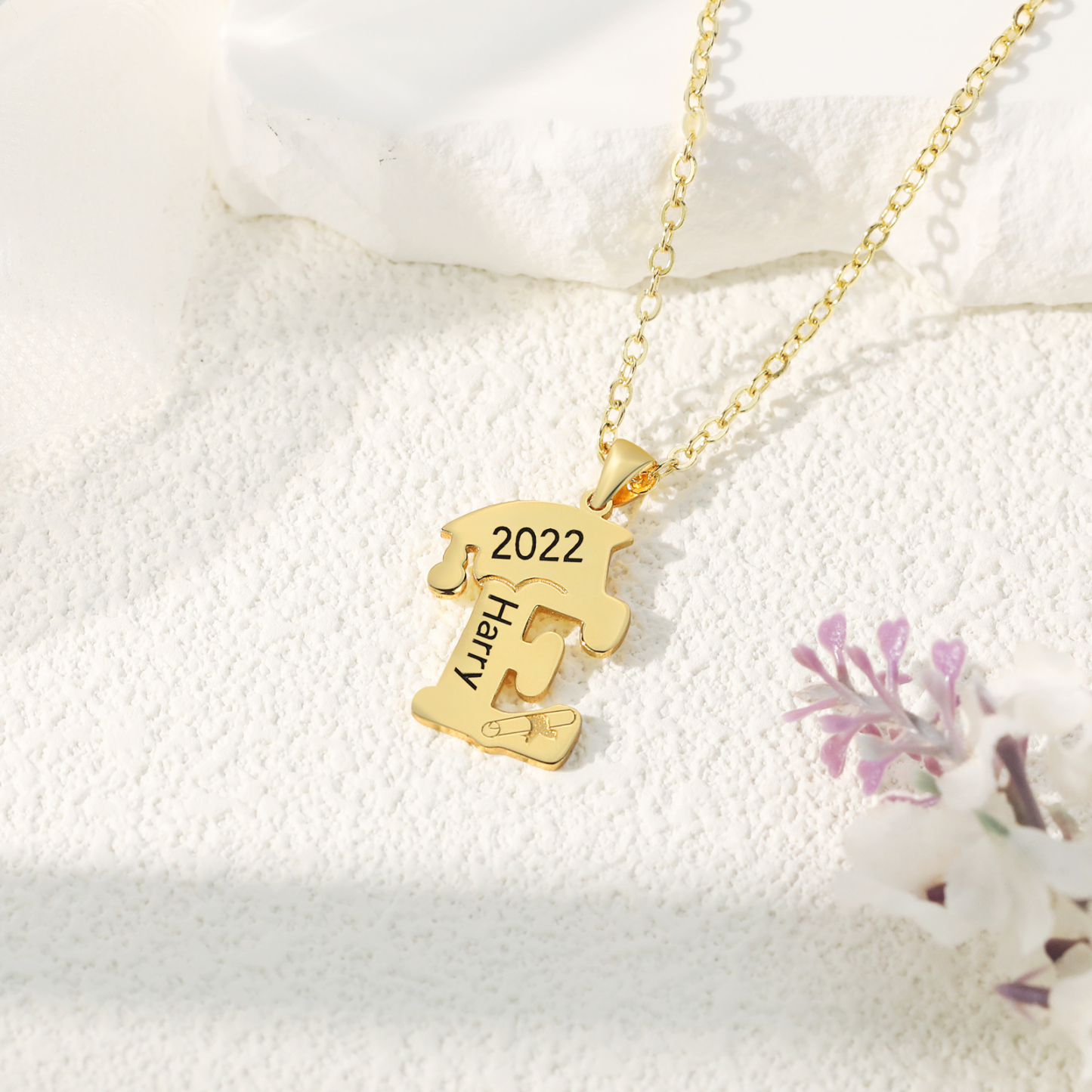Personalised Letter Necklace with Bachelor Cap & Diploma-Jessemade AU