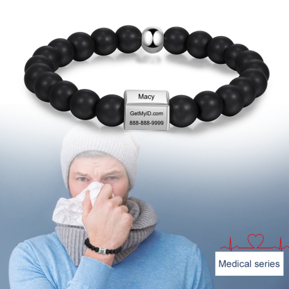 Personalised Round Beads Bracelet Custom Names Men's Bracelet Gifts For Him-Jessemade AU