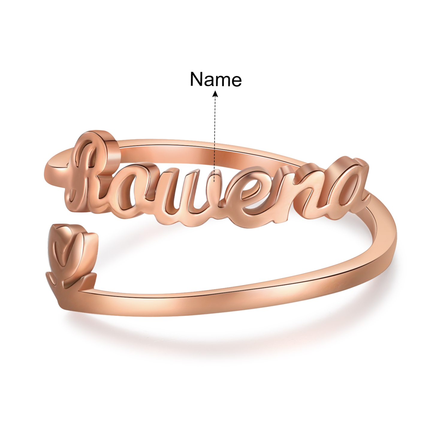 Personalised Name Ring with Heart Custom One Name Classic Rings for Her-Jessemade AU