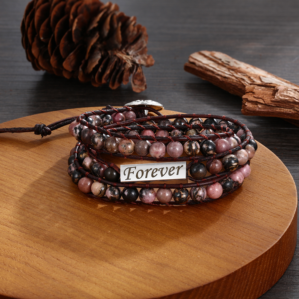 Personalised Multi-loop Stacking Bracelet Round Beads Men's Bracelet Gifts For Him-Jessemade AU