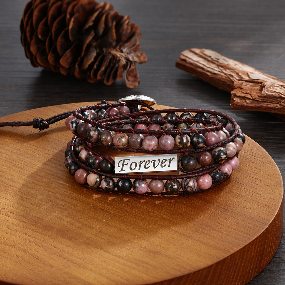 Personalised Multi-loop Stacking Bracelet Round Beads Men's Bracelet Gifts For Him-Jessemade AU