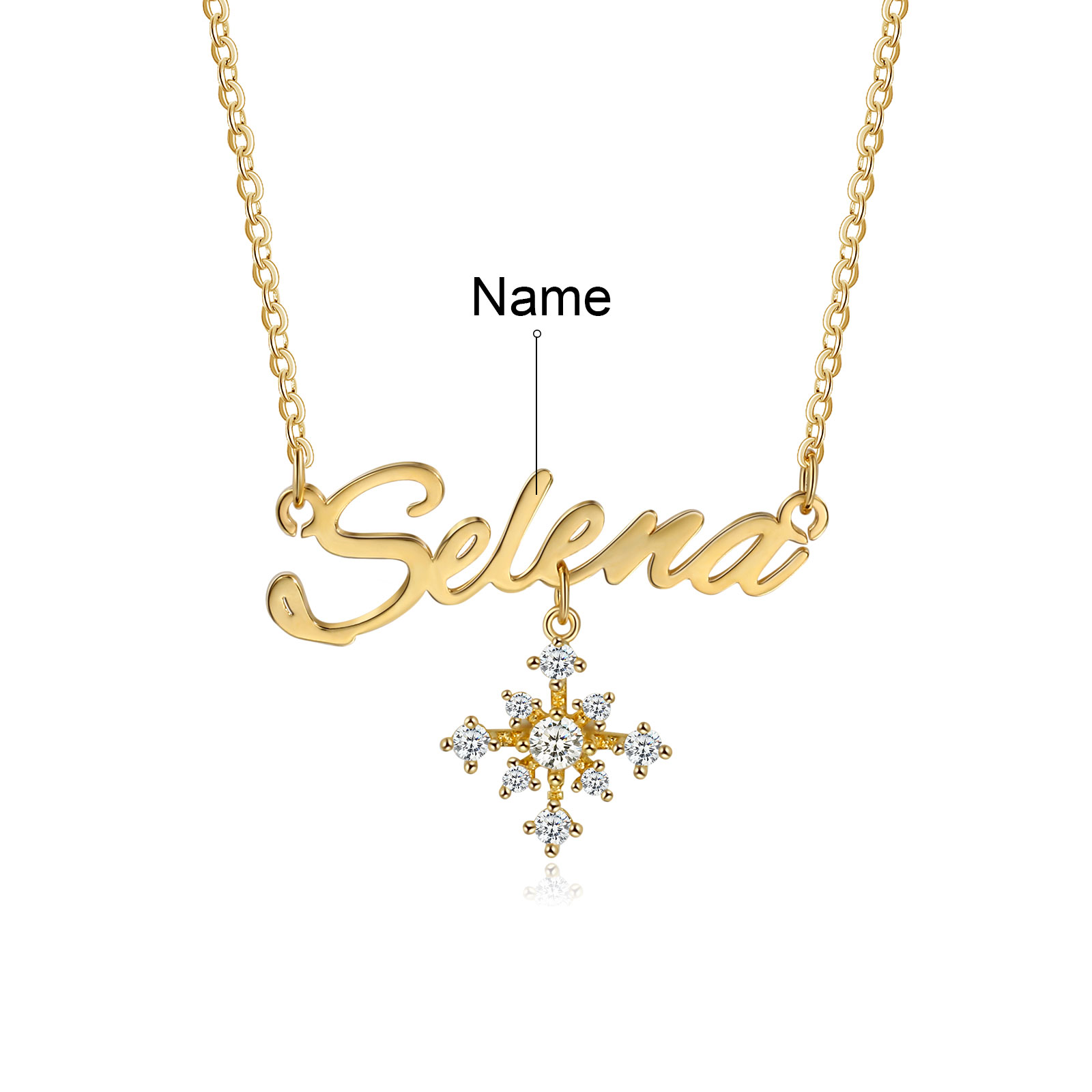 Personalised Snowflake Necklace Custom 1 Name Necklace Gift For Women-Jessemade AU