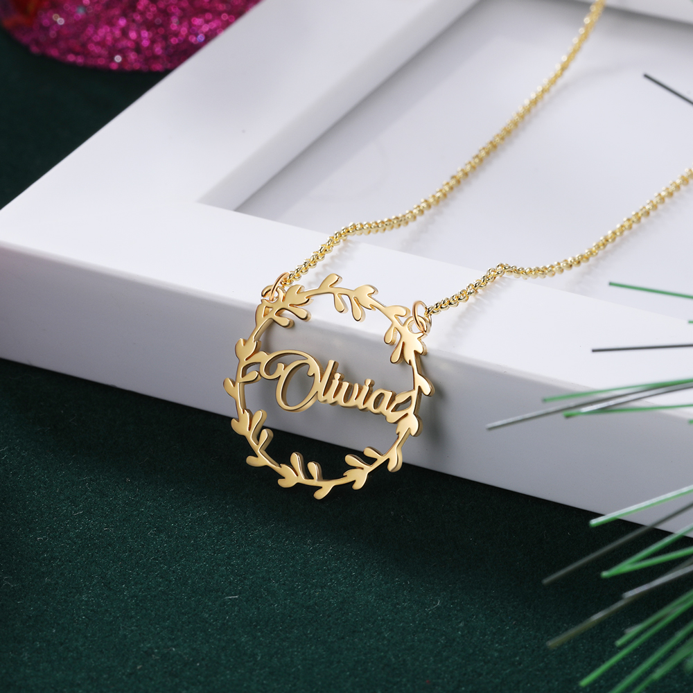 Christmas Wreath Name Necklace Personalised 1-4 Name Necklaces-Jessemade AU