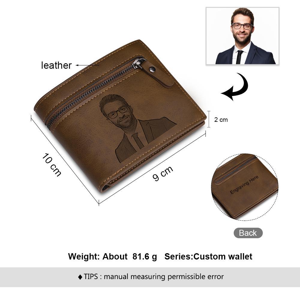 Personalised Leather Wallet Engraved Photo Short Purse Gifts For Men-Jessemade AU