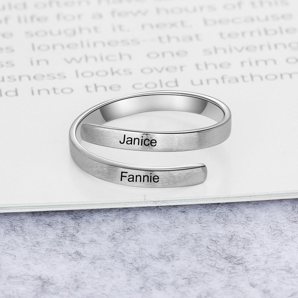 Personalised Name Rings Engraved 2 Names Adjustable Ring Gift for Her-Jessemade AU