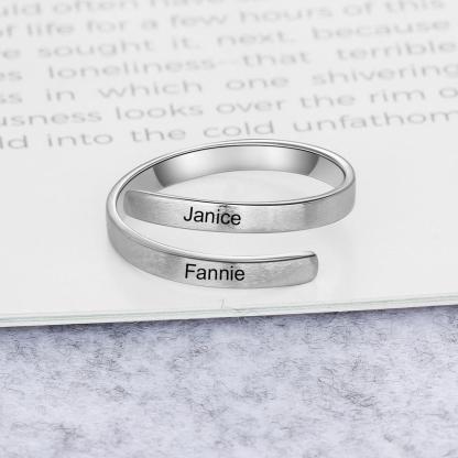 Personalised Name Rings Engraved 2 Names Adjustable Ring Gift for Her-Jessemade AU