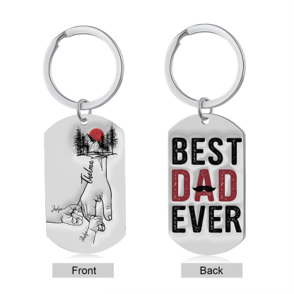 Best Dad Ever - Personalised 3 Names Holding Hands Keychain Custom Family Keychain Father's Day Gifts-Jessemade AU