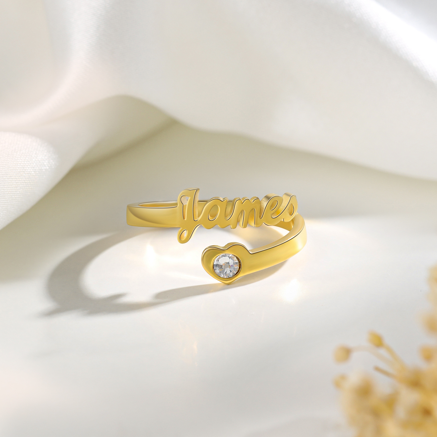 Personalised Heart Ring With Birthstone Custom 1 Name Ring Gifts For Her-Jessemade AU