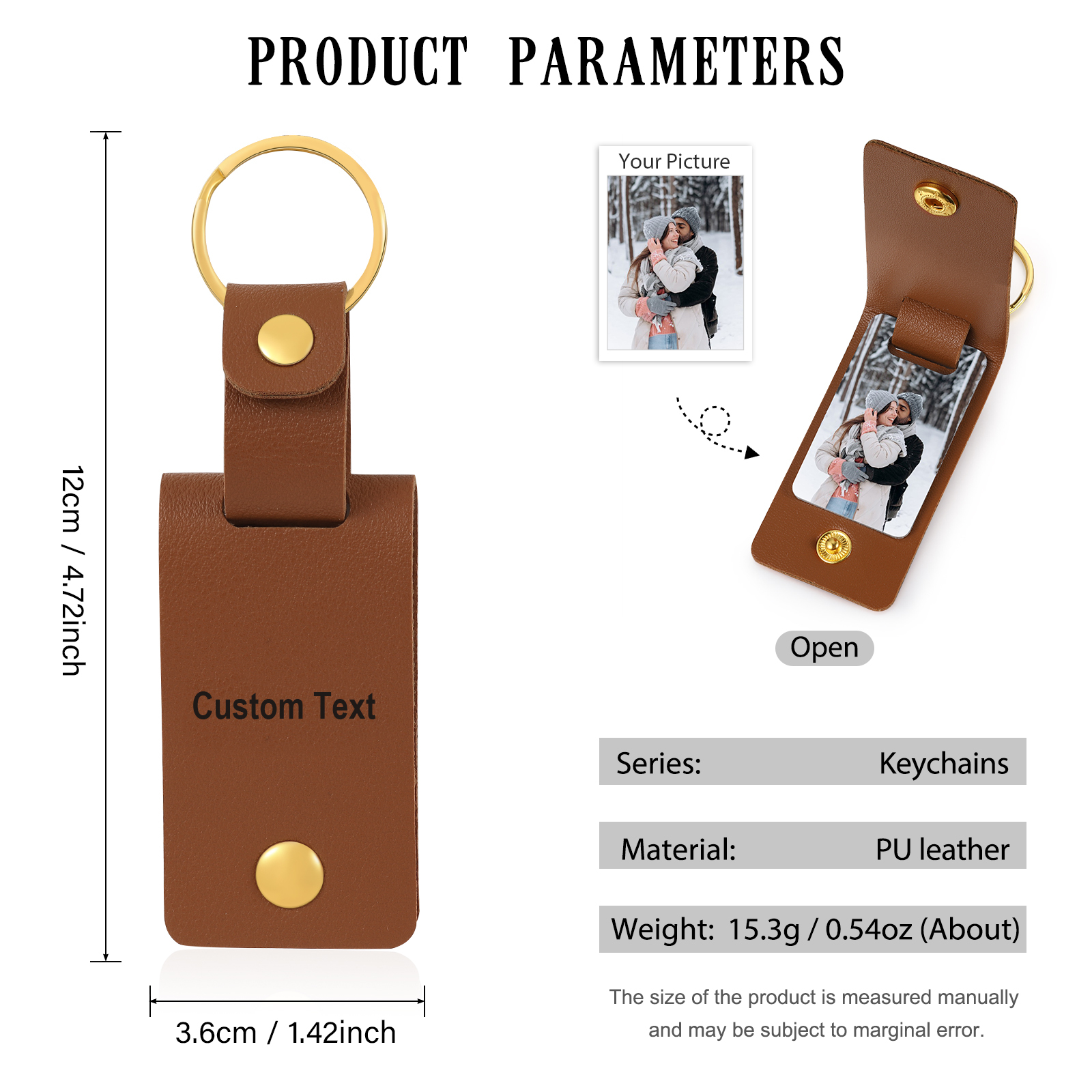 Personalised Photo Keychain Customised with Text Leather Keyring Couple Keychain Gift for Him/her-Jessemade AU