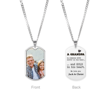 Personalised Photo Necklace Engraved Tag Keyring Gifts for Grandpa-Jessemade AU