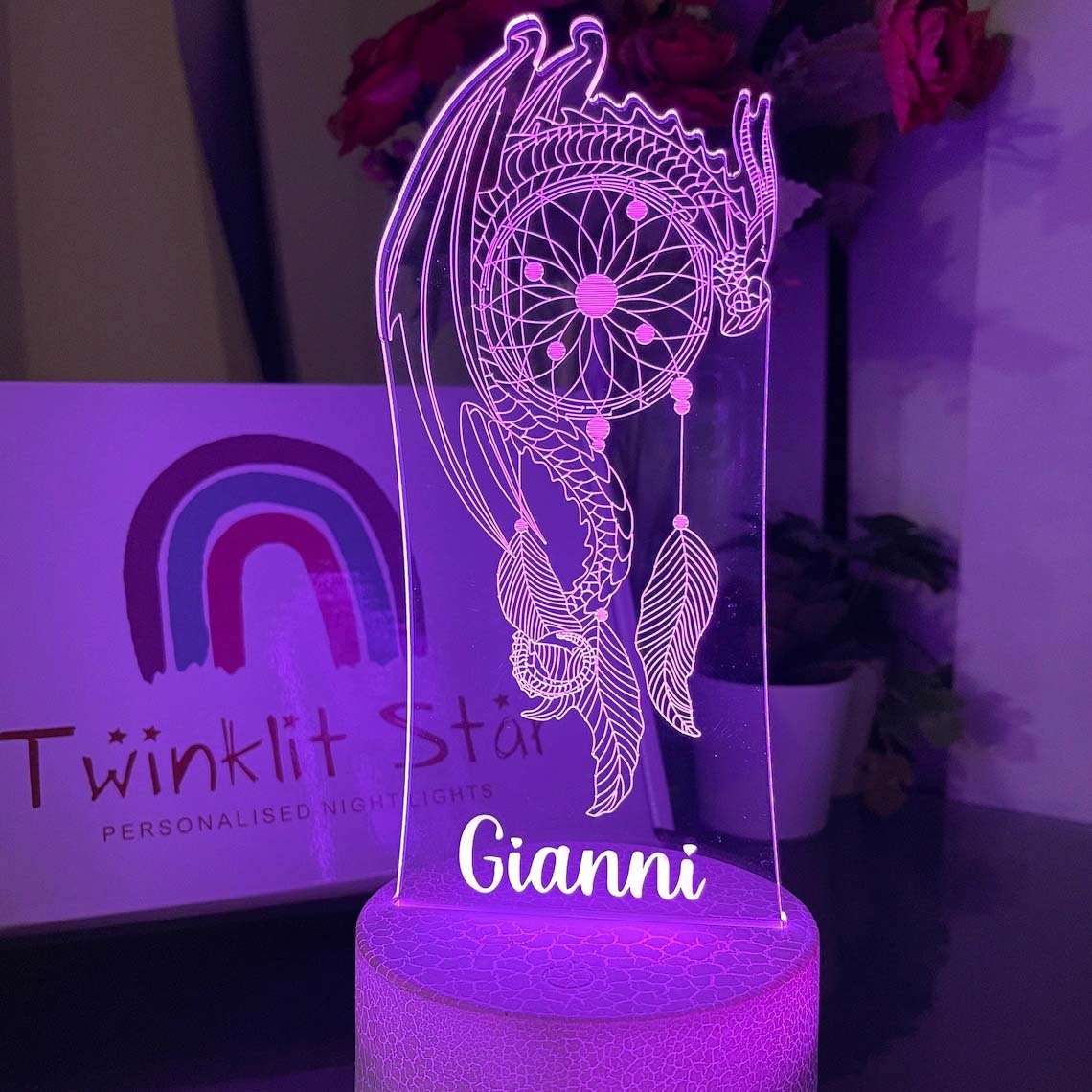 Personalised Dream Catcher Night Light Custom Name Gifts For Kids-Jessemade AU