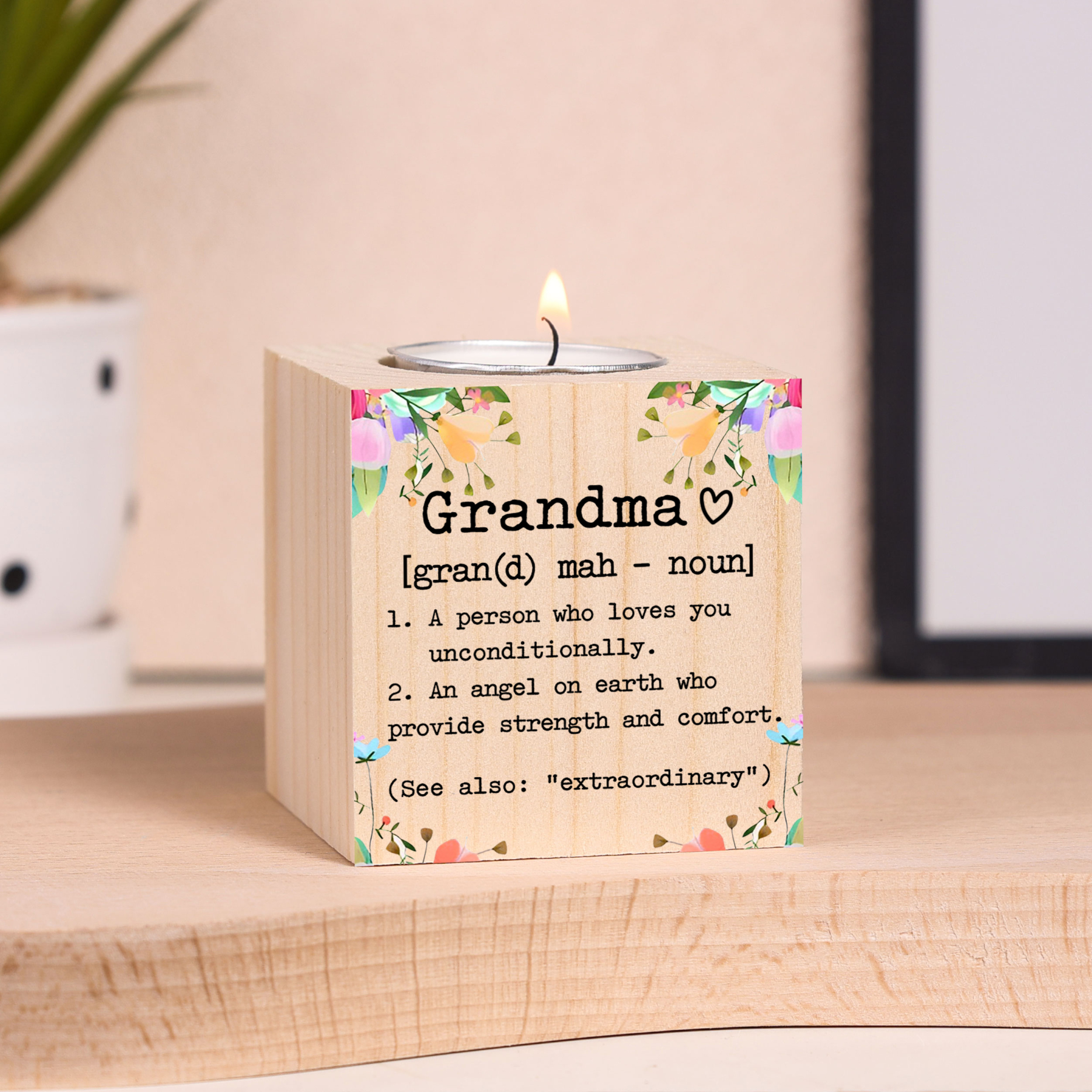 To My Grandmother Candle Holder Wooden Candlestick Special Gift-Jessemade AU