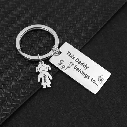 Personalised Keychain with Kid Charm Engraved 1 Name Family Keychain for Him-Jessemade AU