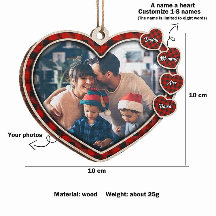Personalised Family Heart Christmas Ornament Custom 1 Name Hanging Ornament Gifts For Family-Jessemade AU