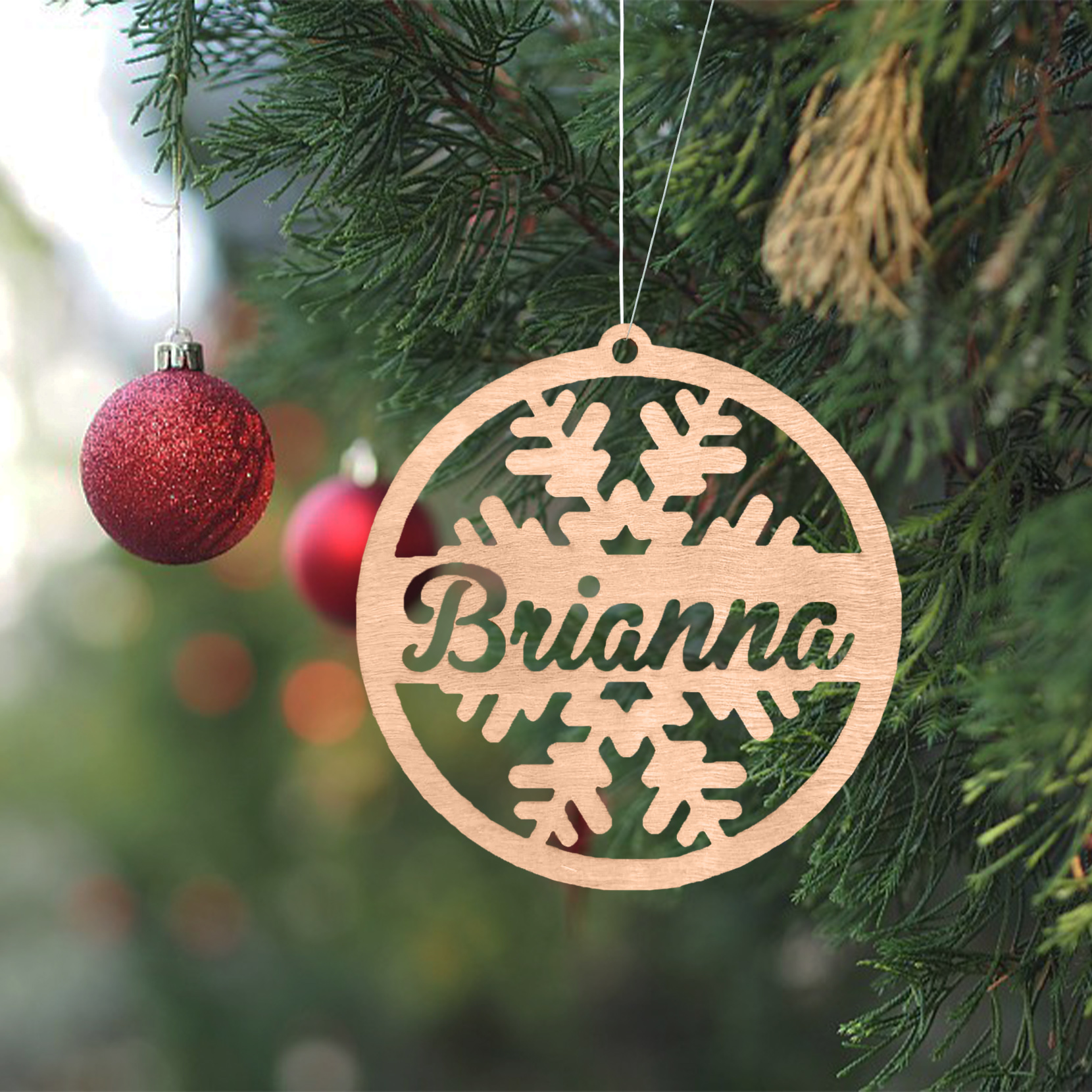 Customised Name Christmas Ornaments Snowflake Circle Ornament Personalised Gifts for Family Friends-Jessemade AU