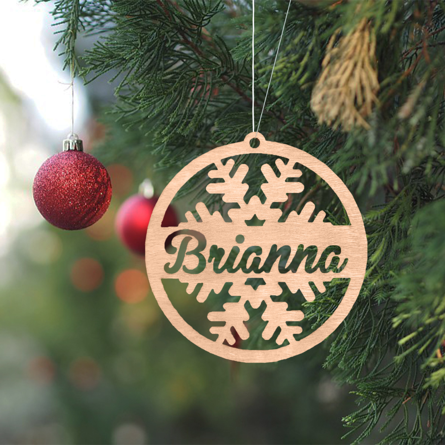 Customised Name Christmas Ornaments Snowflake Circle Ornament Personalised Gifts for Family Friends-Jessemade AU