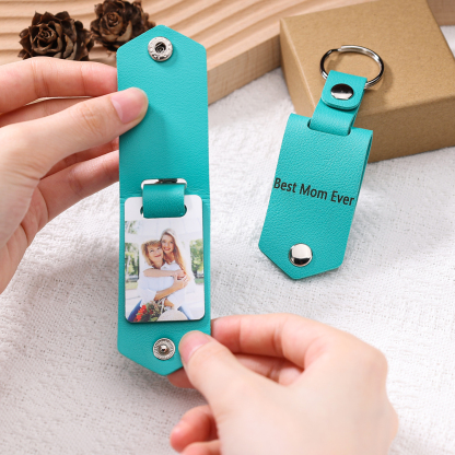 Personalised Photo Keychain Custom Text Leather Keyring Couple Keychain Gifts for Him/her-Jessemade AU