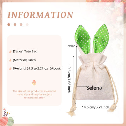 Personalised Bunny Tote Bag Customised with Name Bunny Drawstring Bag Easter Gifts-Jessemade AU