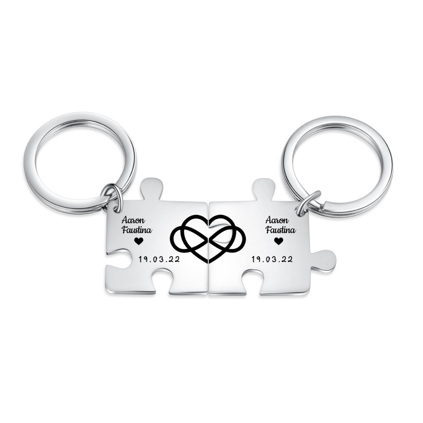 Personalised Puzzle Couple Keychain Set Engrave 2 Names & Date Keyring Infinity Love Matching Couple Gifts-Jessemade AU