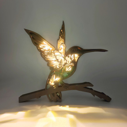 Hummingbird Totem Wooden Home Decoration 3D Carving Animal Night Light Carving Handcraft Gift-Jessemade AU
