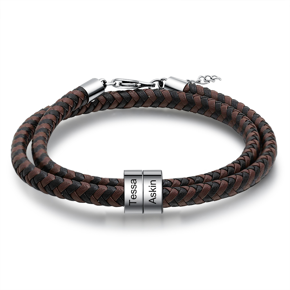 Personalised 2 Beads Men's Bracelet For Him-Jessemade AU