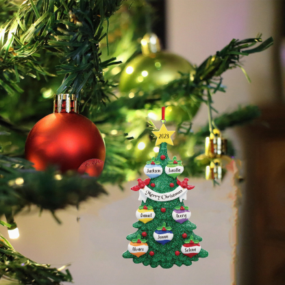 7 Names - Personalised Christmas Tree Ornaments Custom Text & Year Wooden Christmas Pendant Gifts for Family Friends-Jessemade AU
