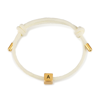 White Couple's Bracelet Custom Letter Engraved Beads Stainless Steel Bracelet Personalised Gift for Him/Her-Jessemade AU