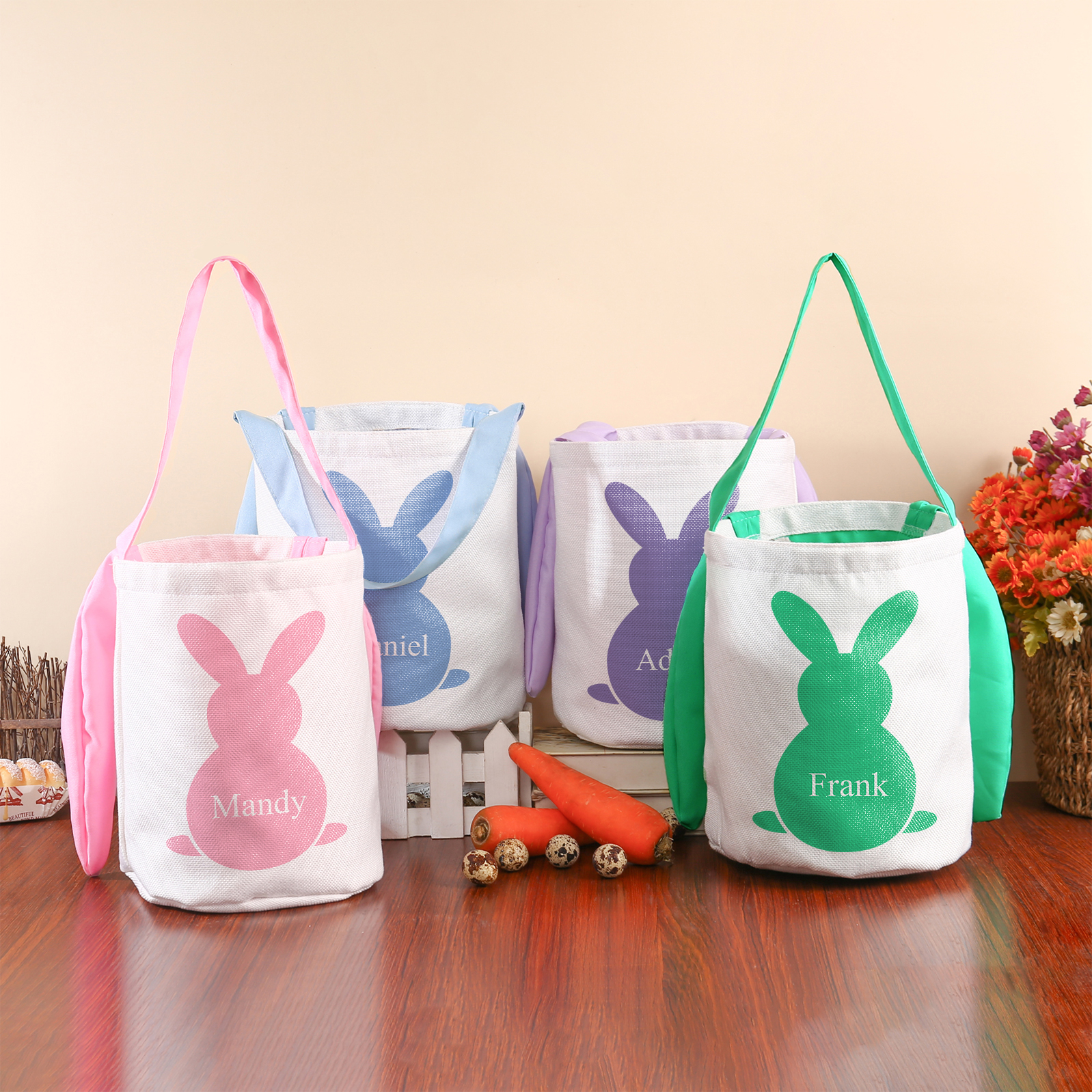 Bunny Tote Bag Personalised Name Bucket Bag Bunny Basket Easter Gifts-Jessemade AU