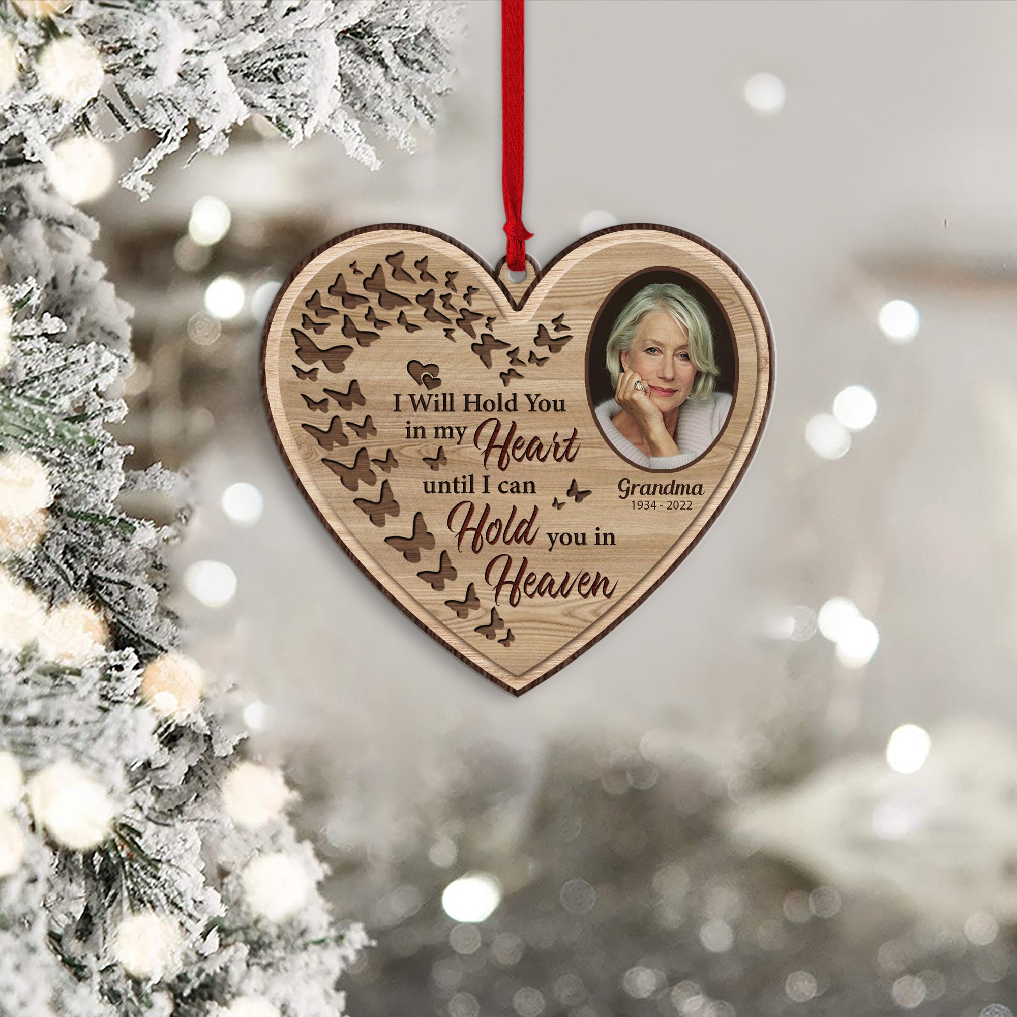 I Will Hold You In My Heart Memorial Ornament Personalised Photo Ornament-Jessemade AU