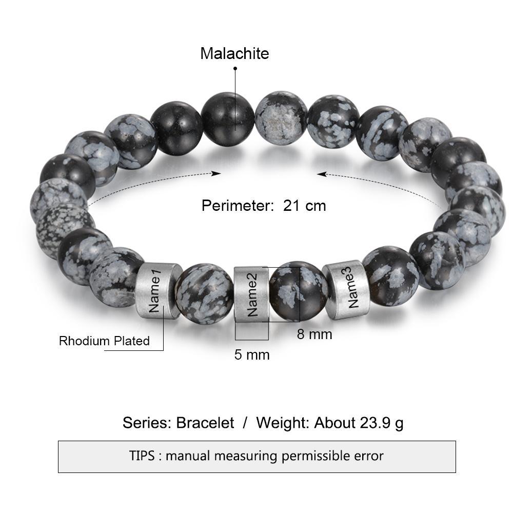 Black Tiger Eye Men's 3 Names Bracelet Gift For him-Jessemade AU