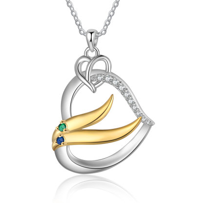 Personalised Golden Intertwined Heart Pendant Necklace Custom 2 Birthstones & 2 Names Necklace Gifts for Her-Jessemade AU