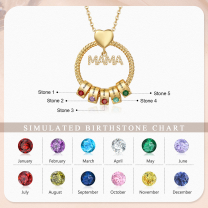 5 Names - Personalised Mama Circle Pendant Necklace Custom Names & Birthstones Necklace Mother's Day Gifts-Jessemade AU