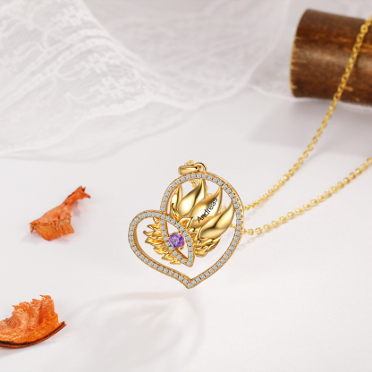 Personalised Heart Necklace With 1 Birthstone Engraved Names Necklace Gift For Women-Jessemade AU