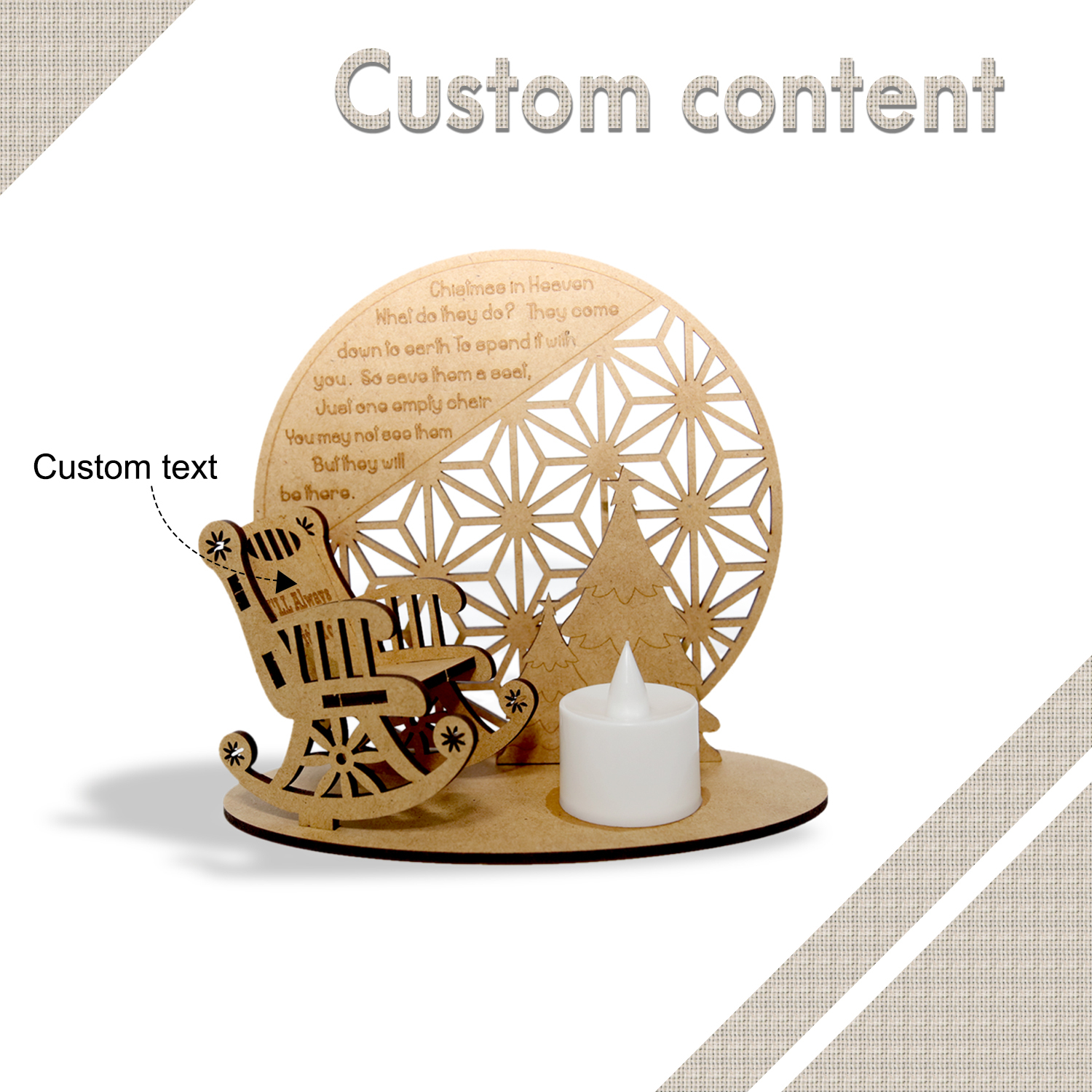 Personalised Christmas in Heaven Rocking Chair Ornament Memorial Tabletop Plaque